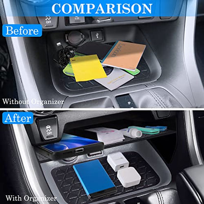 DIAMOOKY Upgraded Center Console Organizer Compatible with Toyota RAV4 2025 2024 2023 2022-2019 Interior Accessories, Armrest Storage Box, Dash Storage Tray(Not for New 10.5'' Multimedia Display)-3pcs