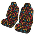 Dog Paw Cloth Car Seat Covers Red Orange Paws Bucket Seat Cover Universal Fit for SUV, Sedan, Van Universal Vehicle Seat Protector Set of 2, Black - color: Dog Paw