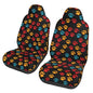 Dog Paw Cloth Car Seat Covers Red Orange Paws Bucket Seat Cover Universal Fit for SUV, Sedan, Van Universal Vehicle Seat Protector Set of 2, Black - color: Dog Paw