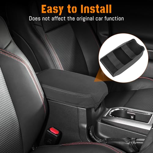 Center Console Cover fit for Toyota Tacoma 2016 2017 2018 2019 2020 2021 2022 2023,Soft Microfiber Leather Middle Console Armrest Cover,Arm Rest Box Lid Cushion Protector,Easy Clean,Black - color: Smooth Plain - Black