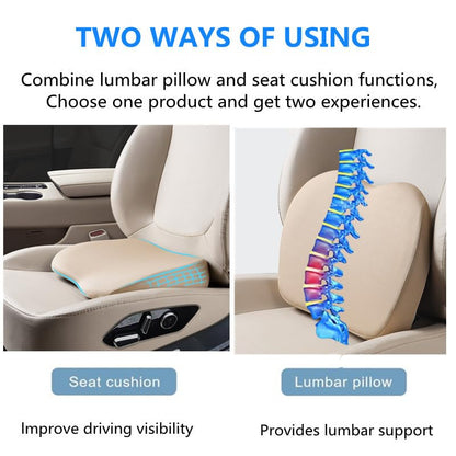 Car Seat Cushion for Driving,Car Booster Seat Cushion for Short Drivers,Portable Driver Seat Cushion to Raise Height 3.5 in,Office Chair Back Support Pillow for Lower Back Pain Relief