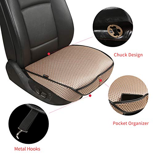 Breathable Universal Four Seasons Car Seat Covers, Luxury Car Seat Cushion，Protectors for Front Seat Bottoms,Compatible with 95% Vehicles， Fit for Cars Truck SUV (Gold Beige,2PCS) - color: Gold Beige-2PCS