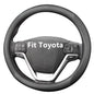 HAOTULE Nappa Leather Slim Stylish Steering Wheel Cover,for Toyota Steering Wheel Cover Interior Conversion (Black) - color: Black