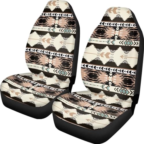 Howilath Aztec African Tribal Car Seat Cover Set of 2 Universal Fit Elastic Front Seat Cover Split Auto Accessories Fit Most Vehicle Easy to Install - color: Aztec African Tribal