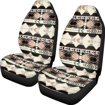 Howilath Aztec African Tribal Car Seat Cover Set of 2 Universal Fit Elastic Front Seat Cover Split Auto Accessories Fit Most Vehicle Easy to Install - color: Aztec African Tribal