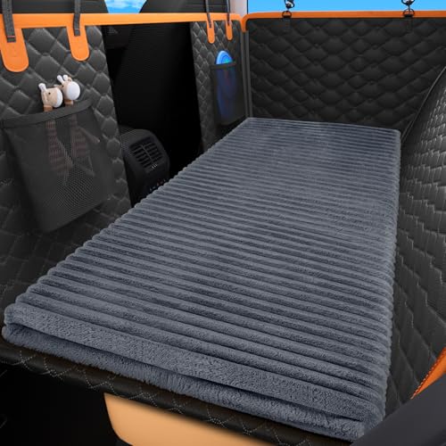 Backseat Pet Bed Mat, Non-Slip Dog Bed for Car Back Seat, Washable Travel Pet Mat with Removable Cover, Dog Seat Covers Protector Fit for Backseat Extenders and Trucks SUVs, 54"x 24.8", Grey