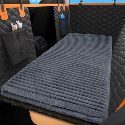 Backseat Pet Bed Mat, Non-Slip Dog Bed for Car Back Seat, Washable Travel Pet Mat with Removable Cover, Dog Seat Covers Protector Fit for Backseat Extenders and Trucks SUVs, 54"x 24.8", Grey