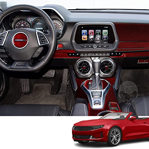 Custom Interior Accessories 26PCS Full Set for Chevrolet Camaro 2016 2017 2018 2019 2020 2021 2022Red Carbon Fiber Center Console Cover Protection Decoration - size: Full Set interior trim