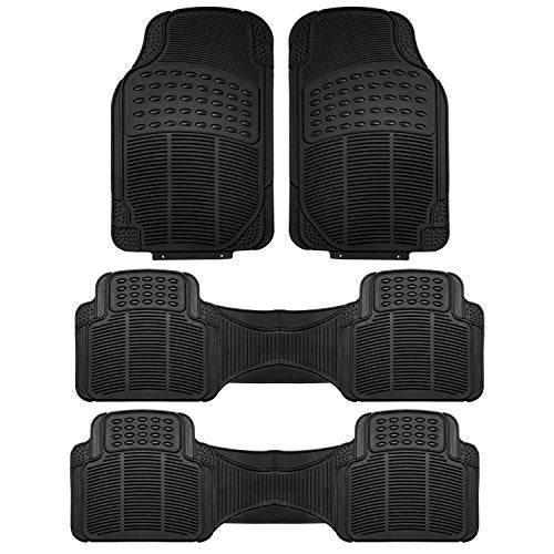 FH Group Car Floor Mats - Heavy-Duty Rubber Floor Mats for Cars, Universal Fit 3 Rows Full Set, Trimmable Automotive Floor Mats, ClimaProof Floor Mats, Floor Mats For SUVs, Truck Floor Mats Black - color: Black, size: Front: 28.7" x 18.5" Rear: 54.4" x 17
