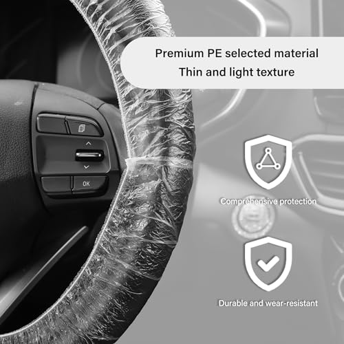 50PCS Disposable Steering Wheel Covers,Disposable Steering Wheel Protector with Elastic for Avoiding Scuffs & Scratches,Universal Car Steering Wheel Cover Car Accessories (50PCS) - color: 50PCS