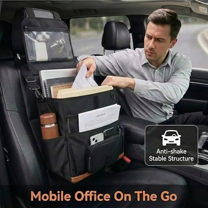 Car Front Seat Organizer with Stable Anti-Swing Design, Passenger Seat Organizer fits 15.6" Laptop, Mobile Office for Car & Truck Front Seat Organizer, Professional Work Bag for Car, Trucks