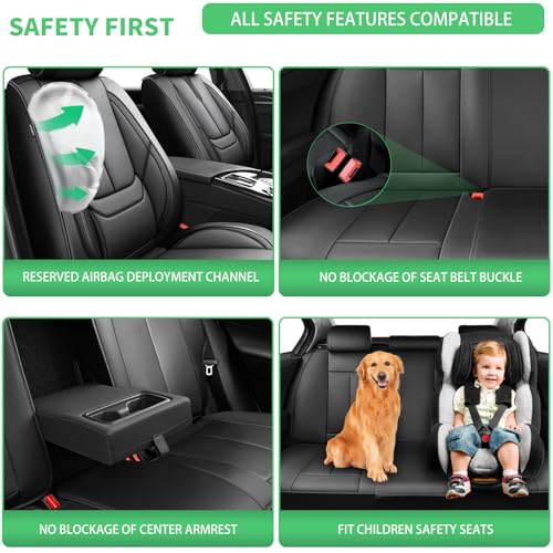 Fit Tucson Car Seat Covers for Hyundai Tucson 2010-2024 2025 2026 -Upgraded Premium Waterproof & Breathable Leather,Airbag Compatible,All-Weather Seat Cushion Protector,Full Set,Black
