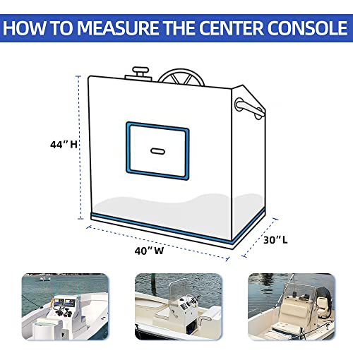 600D Fade and Tear Resistant Boat Center Console Cover,Heavy-Duty Waterproof and UV Protection Trailerable Boat Console Cover with Windproof Strap, Grey (Large Size up to 30" L 40" W 44" H)