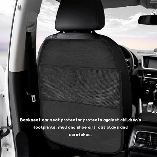 2 PCS Back Seat Protector for Car, Large Kick Mat Auto Seat Cover with 2 Mesh Pockets, Waterproof Backseat Cover Premium Kick Protector for Most Vehicles, Car Accessories