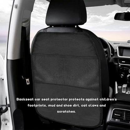2 PCS Back Seat Protector for Car, Large Kick Mat Auto Seat Cover with 2 Mesh Pockets, Waterproof Backseat Cover Premium Kick Protector for Most Vehicles, Car Accessories