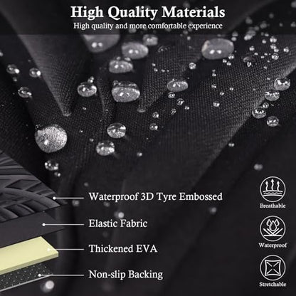 CAR PASS Neoprene Waterproof Seat Covers,Wetsuit Car Seat Covers Front Seats Universal Fit for Vans, Truck, SUV Two Front Only, 3D Tyre Embossed Anti Slip with Armrests, Airbag Compatible(Black) - color: Black Pure, size: Two Front