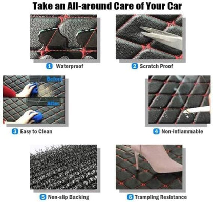 Custom Making Car Floor Mats for 97.5% Car Model Luxury Leather All Weather Waterproof Anti-Skid Full Coverage Liners (Black Yellow line) - color: Black Yellow line