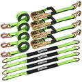4-Pack 10,000lbs Break Strength Ratchet Straps Heavy Duty, 2 Inch x 10 Feet Tie Down Straps with J-Hooks & Clips & 2" x 38"Axle Straps for Car Trailer Truck, UTV, Motorcycle, Cargo & More - Green - color: Green