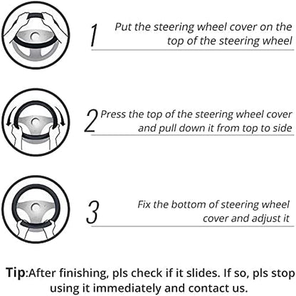 Leather - Car Steering Wheel Cover 15 inch Universal Fit Microfiber Steering Wheel Cover Anti-Slip, Soft, Breathable, Full Surround Car Wheel Cover (Red) - color: Red