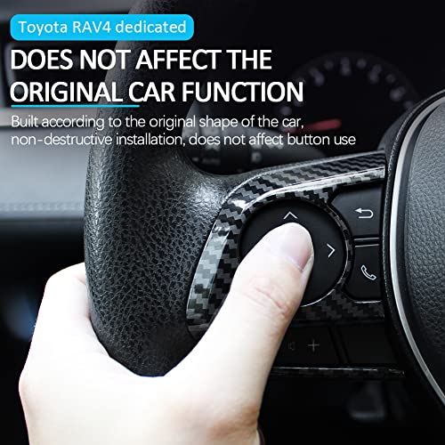 Toyota RAV4 ABS Carbon Fiber Grain Steering Wheel Button Sequins Cover Trim Compatible with Toyota RAV4 2023 2022 2021 2020 2019 Interior Protective Accessories（3pcs） - color: Steering Wheel Button Cover