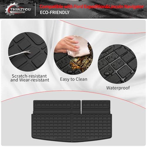 Cargo Mat Compatible with 2018-2024 Ford Expedition Lincoln Navigator (Not for Max or L Models) Cargo Liner Trunk Liner 2023 Expedition 7&8 Seats Accessories (Trunk Mat+Backrest Mats) - style: For Ford Expedition | 2018-2024