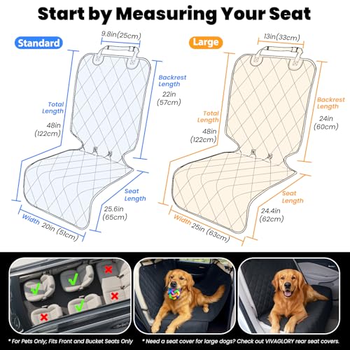 VIVAGLORY Dog Front Seat Cover Seatflex Car Seat Protector for Dog, Car Cover for Pet, Front Single Bucket Captain Chair Protector, Standard, Black, 1Pack