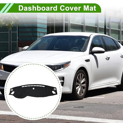 Faux Leather Dashboard Cover for Kia Optima 2016-2020 Dashboard Mat Anti-Slip Sun UV Heat Shield Protection Black 1 Pc