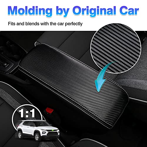 Autorder Center Console Cover for Chevy/Chevrolet Trailblazer 2021-2025 2026 Accessories Carbon Fiber Armrest Cover Anti-Scratch Middle Console Pad Leather Armrest Protector - size: 21-26 Chevy Trailblazer