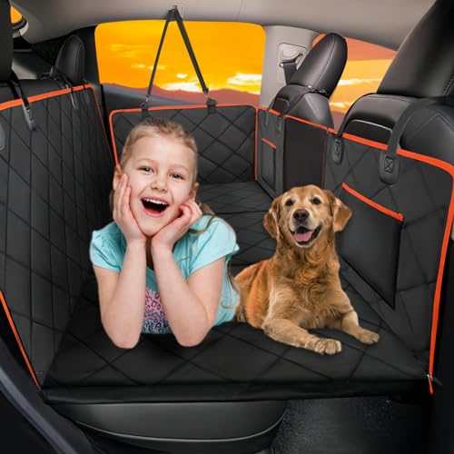 Back Seat Extender for Dogs-Large Space, Dog Car Seat Cover Hard Bottom Holds 420lb, Sturdy Backseat Extender for Dogs, Upgraded Waterproof Pet Car Bed Dog Hammock for Car, SUV, Truck, Orange - color: Orange, size: L - For Cars/ Mid-Size SUV/ Small Truck