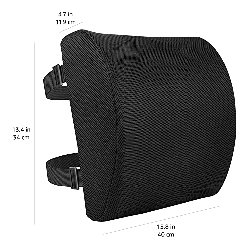 Amazon Basics Rectangular Memory Foam Back Support Cushion for Office Chairs, Non-Slip Base for Long Sitting, Black - size: Back Support Cushion, style: Memory Foam