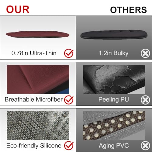 Car Seat Cushion, Thin Seat Cushion 0.78in, Office Chair Cushion, Car Seat Cushions for Driving, Summer Breathable Driver Seat Cushion for Long Sitting Relief, Car Seat Pad(Volcanic Red) - color: Volcanic Red