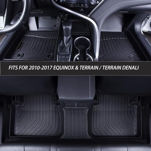 Floor Mats Compatible with 2010 2011 2012 2013 2014 2015 2016 2017 Equinox Terrain All-Weather TPE Rubber Floor Liners 2 Row Carpets Black