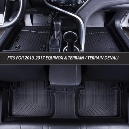 Floor Mats Compatible with 2010 2011 2012 2013 2014 2015 2016 2017 Equinox Terrain All-Weather TPE Rubber Floor Liners 2 Row Carpets Black