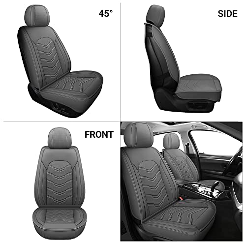 Leather Car Seat Covers Universal fit Most Sedans SUV Trucks (Front seat, Grey) - color: GREY, size: FRONT PAIR