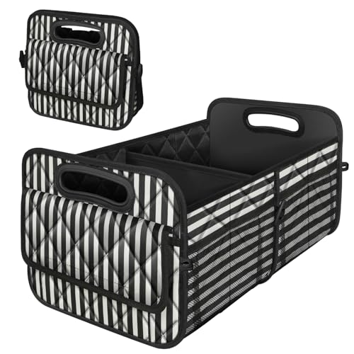 Deosk Trunk Organziers and Storage with Reinforced Handles,Car Accessories for Women/Men 50L Waterproof Polyester Trunk Organzier for Car/SUV/Minivan/Truck(Medium,Stripe) - color: Stripe, size: Medium