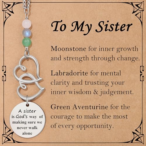 Sister Gifts a Sister is God's Way of Making Sure We Never Walk Alone Sisters Birthday Gifts Rear View Mirror Accessories Crystal Charm Car Decor Birthday for Sisters - color: Silver-gift for Sister