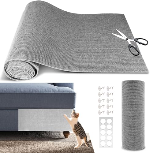 Cat Scratch Furniture Protector, 78.7"x15.8" Self Adhesive Cat Scratch Mat Pad,Cut to Fit DIY Replacement Carpet for Tree,Wall,Bed,Door, Couch Protector (Light Grey) - color: Light Grey, size: 15.8"W x 78.7"L