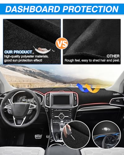 Cartist Dash Cover Compatible with Ford Edge 2015-2022 2023 2024 2025 Accessories Dashboard Cover Mat Non-Slip Carpet Sunshield Glare UV Rays Protector - size: Ford Edge 2015-2025