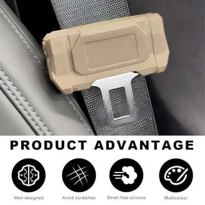 2 PCS Car Seat Belt Buckle Covers, Anti-Scratch Silicone Auto Seatbelt Clips Protector, Universal Seat Belt Buckle Protective Sleeve for SUVs Vans Trucks, Car Accessories (Beige) - color: Beige
