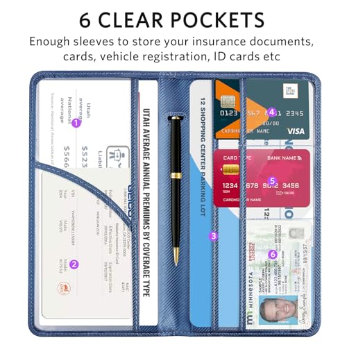 CoBak Car Registration and Insurance Holder - Vehicle Glove Box Car Organizer,Auto Truck Comparment Accessories Case with Magnetic Closure for Driver License,Cards, Carbon Blue - color: L-Carbon Blue