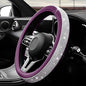 Diamond Leather Steering Wheel Cover, 15 Inch Bling Crystal Rhinestone Anti-Slip Wheel Protector, Universal Sparkling Elegant Diamond Steering Wheels Cover for Women Girl (White&Purple) - color: White&Purple