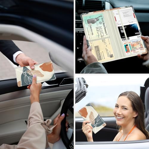 Car Registration and Insurance Holder，Colour Patterns Men Women Car License Document Registration and Insurance Card Holder - color: Bohemian leaves