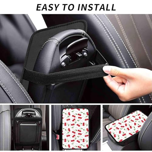Universal Car Center Console Cushion Pad, Red Cherry Soft Waterproof Car Center Console Cover Auto Armrest Seat Box Cover Protector for Most Vehicle SUV Truck Car - color: Red Cherry