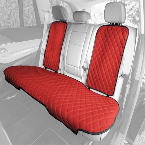 FH Group Car Seat Cushion Rear Set Faux Leather Automotive Seat Cushions - Universal Fit, Rear Car Seat Cushion, Car Seat Cushions With Non-slip Silicone Backing for SUV, Sedan, Van Red - color: Red, style: Rear Set
