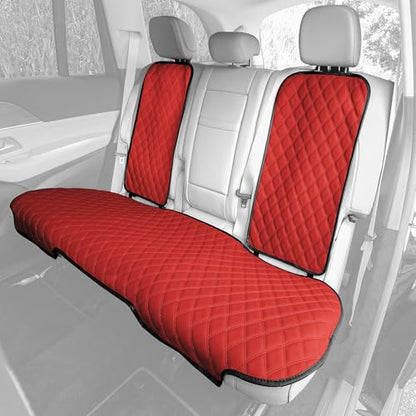 FH Group Car Seat Cushion Rear Set Faux Leather Automotive Seat Cushions - Universal Fit, Rear Car Seat Cushion, Car Seat Cushions With Non-slip Silicone Backing for SUV, Sedan, Van Red - color: Red, style: Rear Set