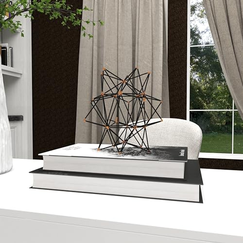 Deco 79 Metal Geometric Decorative Sculpture Home Decor Statue with Gold Accents, Accent Figurine 7" x 7" x 7", Black
