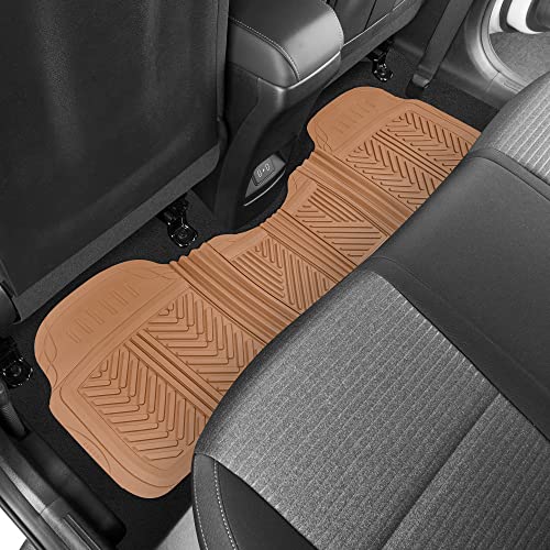 BDK Beige Heavy Duty Front & Rear Rubber Floor Mats Universal Liners for Car SUV Van & Truck, All Weather Protection with Anti-Slip Nibs, Fit Contours of Most Vehicles - color: 773-BG