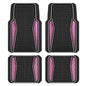 PIC AUTO Car Floor Mats, Pink Aluminum-Molded with Full-Circle Iridescent Inlay Strip Car Mats, Universal-Fit Rubber Mats for Cars, Trucks & SUVs, All-Weather, Non-Slip, Easy-to-Clean Interior Mats - color: Pink