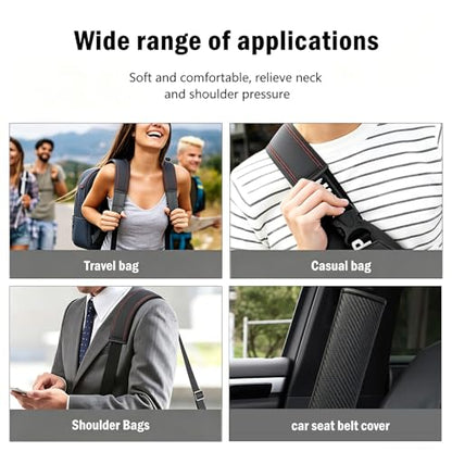Carbon Fiber Leather Seat Belt Covers - 2Pcs, Seat Belt Pads to Comfort Neck & Shoulder, Universal Fit for Car, Truck, SUV, Camera & Backpack Straps - color: J-015-Black