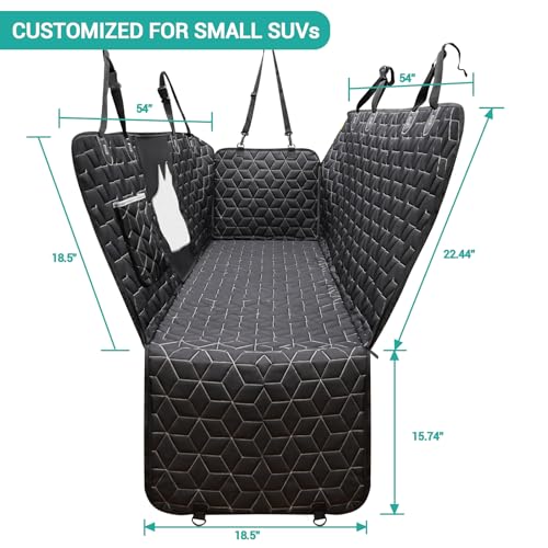 4 in 1 Dog Car Seat Cover for Back Seat, Durable 600D Dog Hammock with Mesh Window & Side Flaps, Pet Car Seat Protector for Cars, SUVs 52"